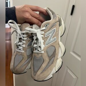 New Balance Tan and White Athletic Shoes